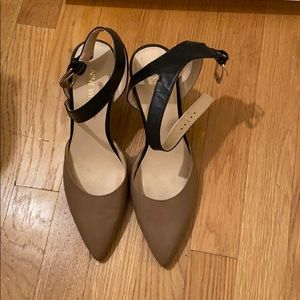 Two tone size 7 1/2 ankle strap heels